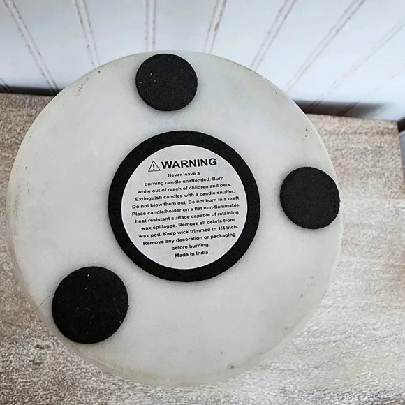 11" Brass Gold Candle Holder With Marble Base Single Decor Tabletop R12 - Picture 9 of 9